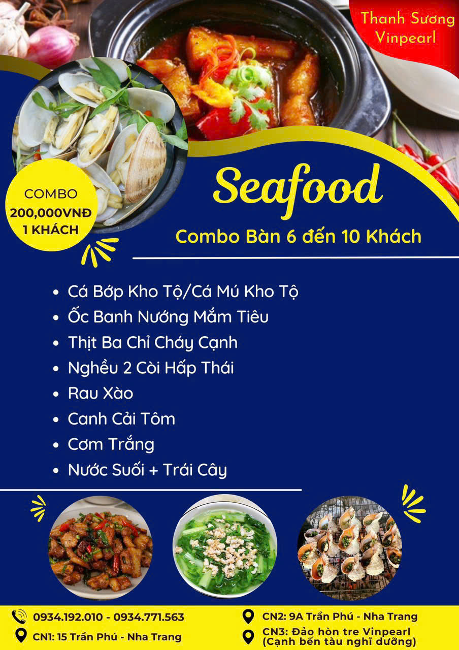 Combo Hải Sản 200k  set 1 Thanh Sương Vin Nha Trang